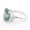 10.4 Ct Blue Moissanite Emerald Solitaire Ring - 925 Sterling Silver Gold Vermeil