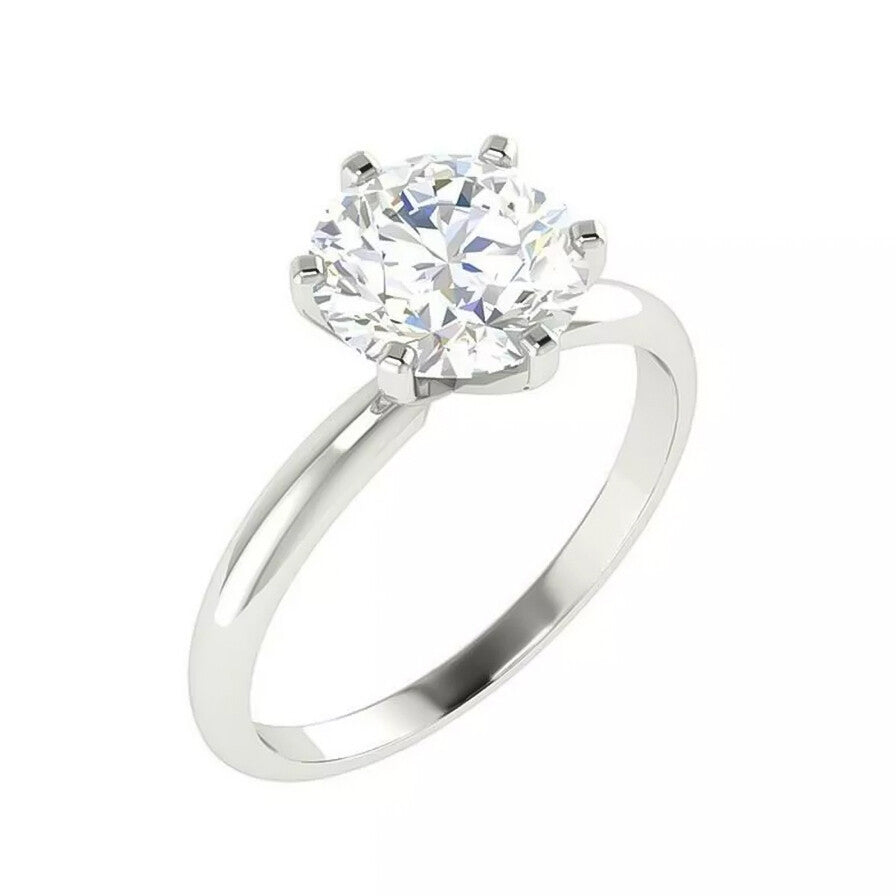 2.20 Ct Round Cut White Moissanite Solitaire in Engagement Ring 18K Gold Plated Ver 18K Gold Plated