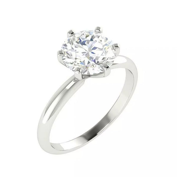 2.20 Ct Round Cut White Moissanite Solitaire in Engagement Ring 18K Gold Plated Ver 18K Gold Plated