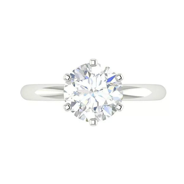 2.20 Ct Round Cut White Moissanite Solitaire in Engagement Ring 18K Gold Plated Ver 18K Gold Plated