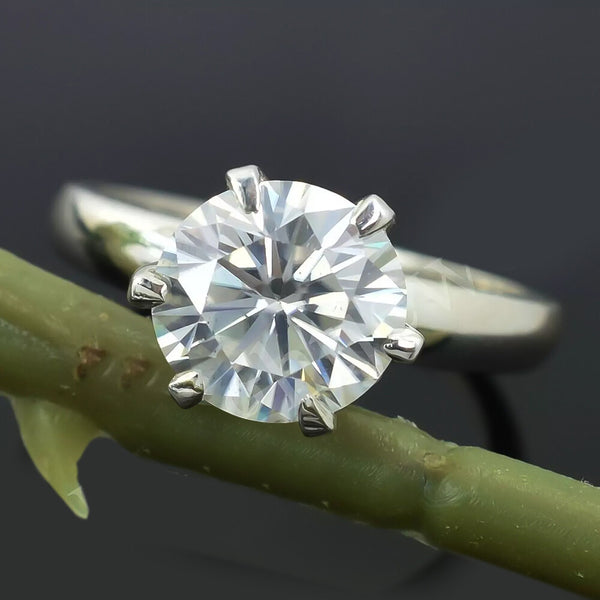 2.70 Ct Certified Round Cut White Moissanite Solitaire Ring 18K Gold Plated