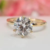 Certified 3.40 Ct White Moissanite Solitaire Statement Ring 18K Gold Plated