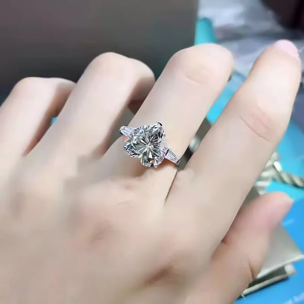 5.10 Ct Certified Heart Cut Solitaire White Soliatire Moissanite Ring 18K Gold Plat 18K Gold Plated
