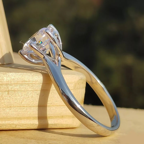Certified 3 Ct. Round Cut White Moissanite Solitaire Ring in 18K Gold Plated Vermei 18K Gold Plated