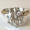 Certified 4.60 Ct Round Cut White Moissanite Solitaire Statement Ring In 18K Gold P 18K Gold Plated