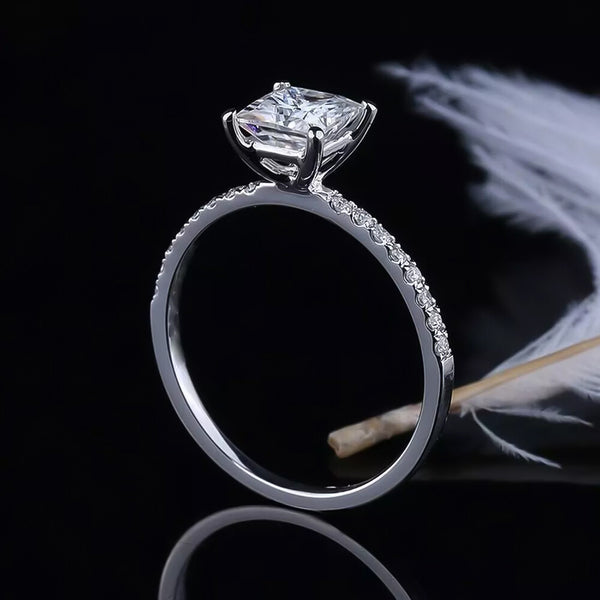 3.10 Ct Certified Princess Cut White Solitaire Moissanite Ring 18K Gold Plated Verm 18K Gold Plated