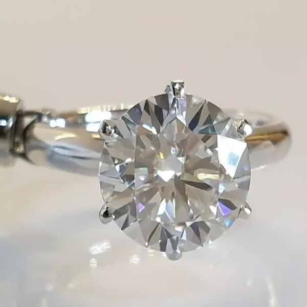 Certified 4.60 Ct Round Cut White Moissanite Solitaire Statement Ring In 18K Gold P 18K Gold Plated
