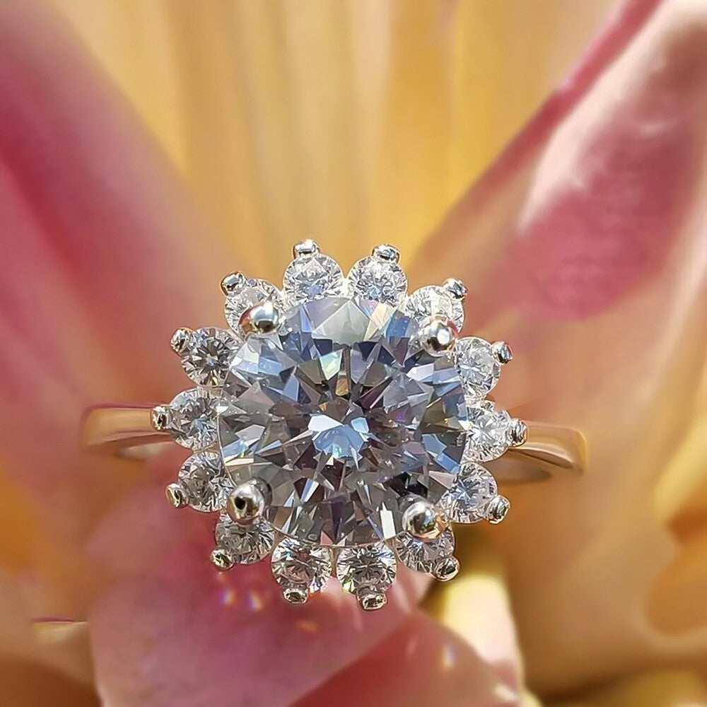 2.55 Ct Certified Round Cut White Moissanite Solitaire Ring 18K Gold Plated