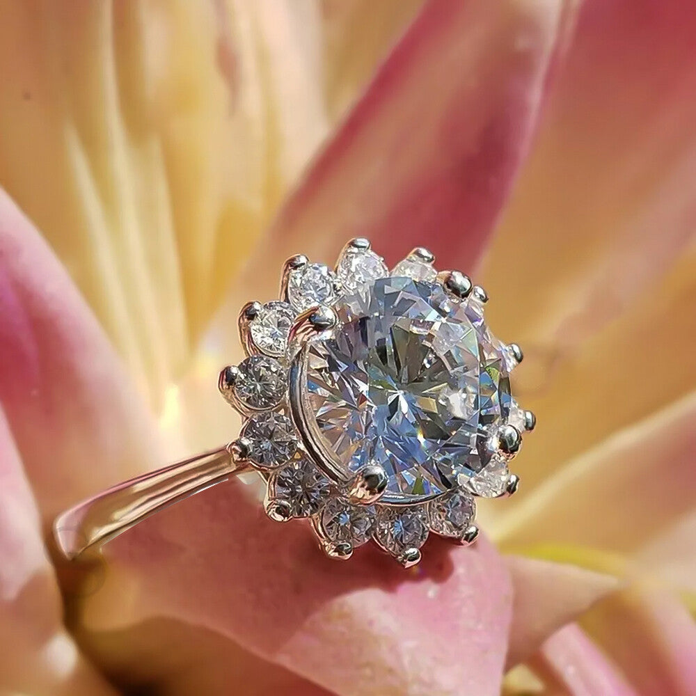 2.55 Ct Certified Round Cut White Moissanite Solitaire Ring 18K Gold Plated