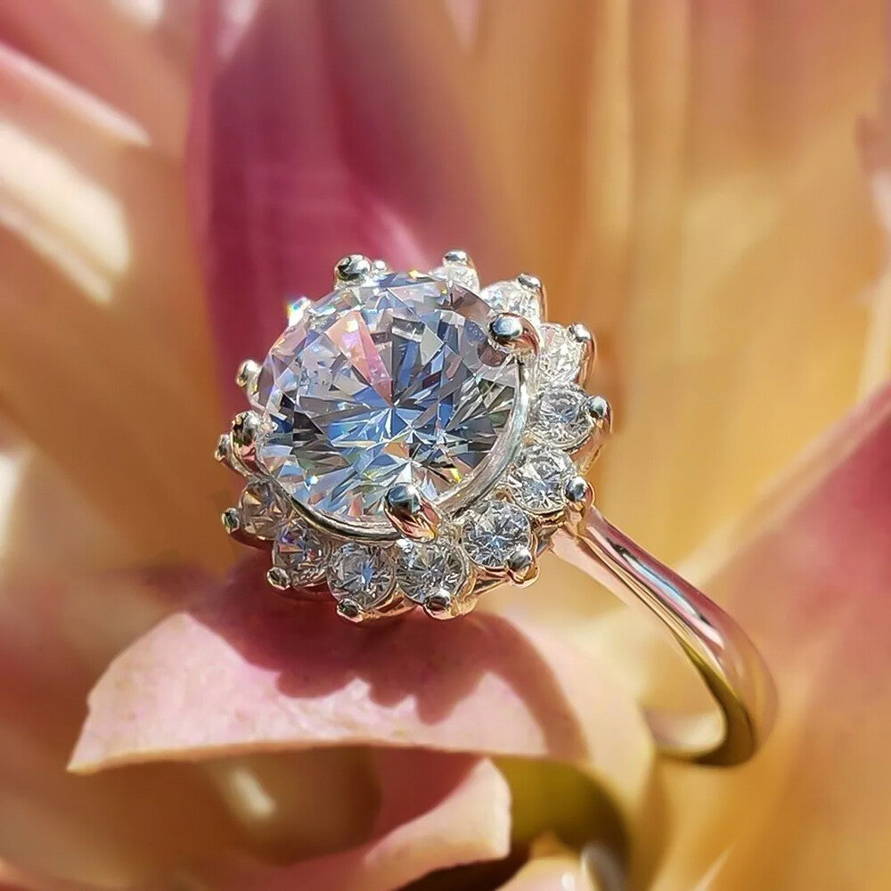 2.55 Ct Certified Round Cut White Moissanite Solitaire Ring 18K Gold Plated