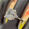 4.50 Ct Certified Radiant Cut White Solitaire Moissanite Ring 18K Gold Plated Verme 18K Gold Plated