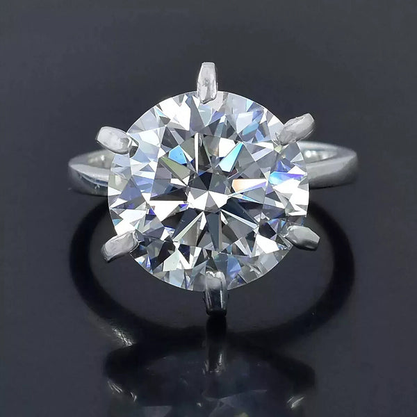 8.50 Ct Certified Round Cut White Moissanite Solitaire Ring In 18K Gold Plated Verm 18K Gold Plated