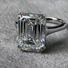 4.8 Ct White Moissanite Emerald Solitaire Ring - 925 Sterling Silver Gold Vermeil