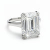 10.0 Ct White Moissanite Emerald Solitaire Ring - 925 Sterling Silver Gold Vermeil