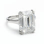 10.0 Ct White Moissanite Emerald Solitaire Ring - 925 Sterling Silver Gold Vermeil