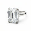 6.7 Ct White Moissanite Emerald Solitaire Ring - 925 Sterling Silver Gold Vermeil