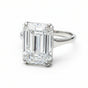 6.7 ct DEW White Moissanite Emerald Solitaire Ring - 18K Gold Vermeil on 925 Sterling Silver