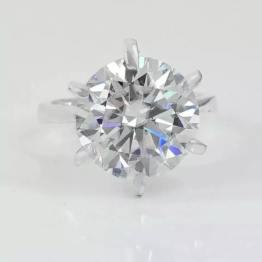 8.50 Ct Certified Round Cut White Moissanite Solitaire Ring In 18K Gold Plated Verm 18K Gold Plated