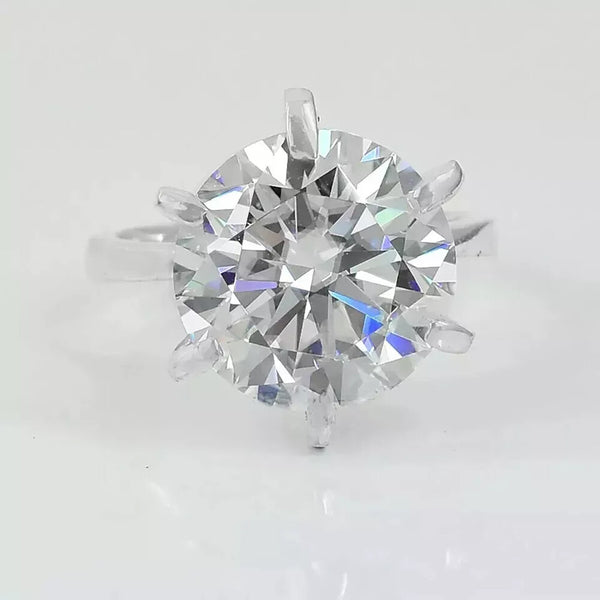 8.50 Ct Certified Round Cut White Moissanite Solitaire Ring In 18K Gold Plated Verm 18K Gold Plated