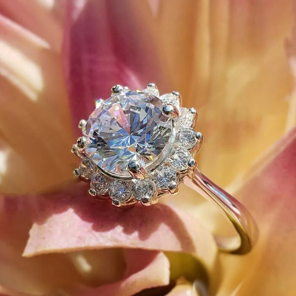 2.55 Ct Certified White Round Cut Certified Moissanite Solitaire Ring 18K Gold Plat 18K Gold Plated