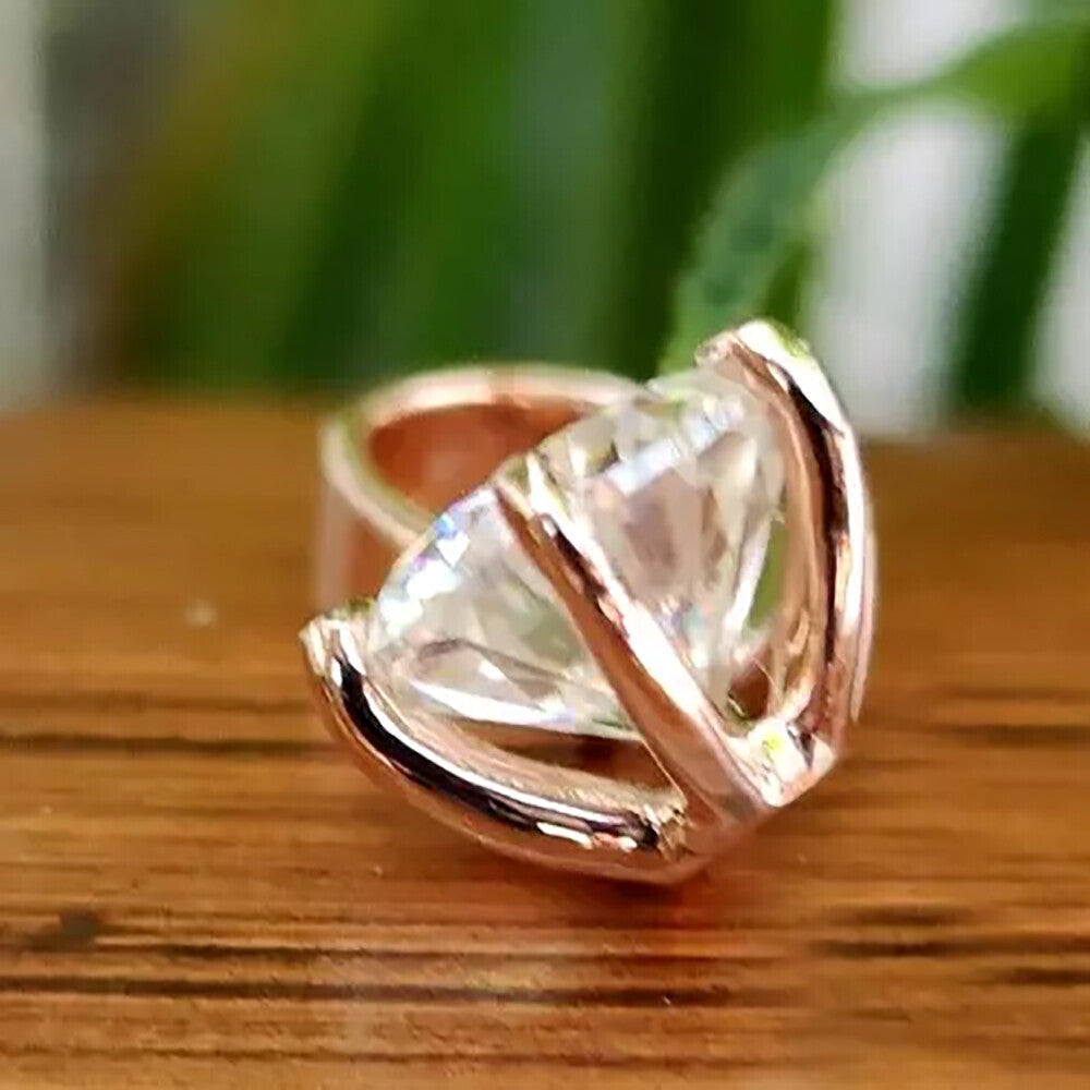 4 Ct Certified Round White Moissanite Solitaire Pendant Gold Vermeil Pendant - View 4 - GEMHUB & CO.