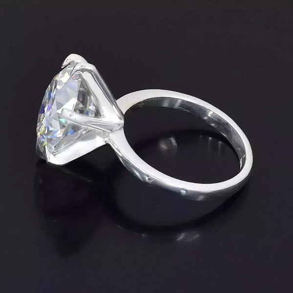8.50 Ct Certified Round Cut White Moissanite Solitaire Ring In 18K Gold Plated Verm 18K Gold Plated