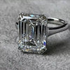 10.0 Ct White Moissanite Emerald Solitaire Ring - 925 Sterling Silver Gold Vermeil