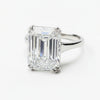 4.8 Ct White Moissanite Emerald Solitaire Ring - 925 Sterling Silver Gold Vermeil