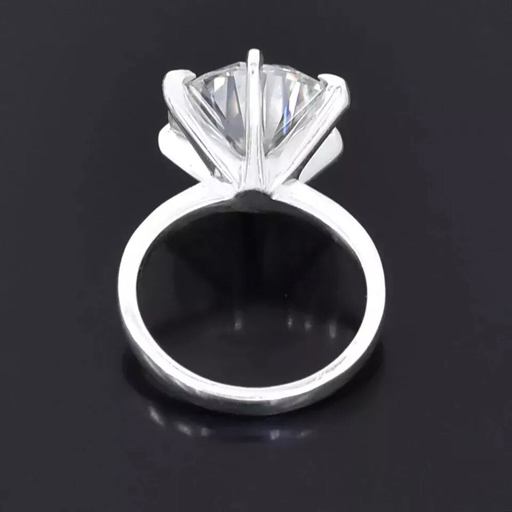 8.50 Ct Certified Round Cut White Moissanite Solitaire Ring In 18K Gold Plated Verm 18K Gold Plated