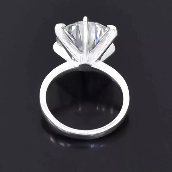 8.50 Ct Certified Round Cut White Moissanite Solitaire Ring In 18K Gold Plated Verm 18K Gold Plated