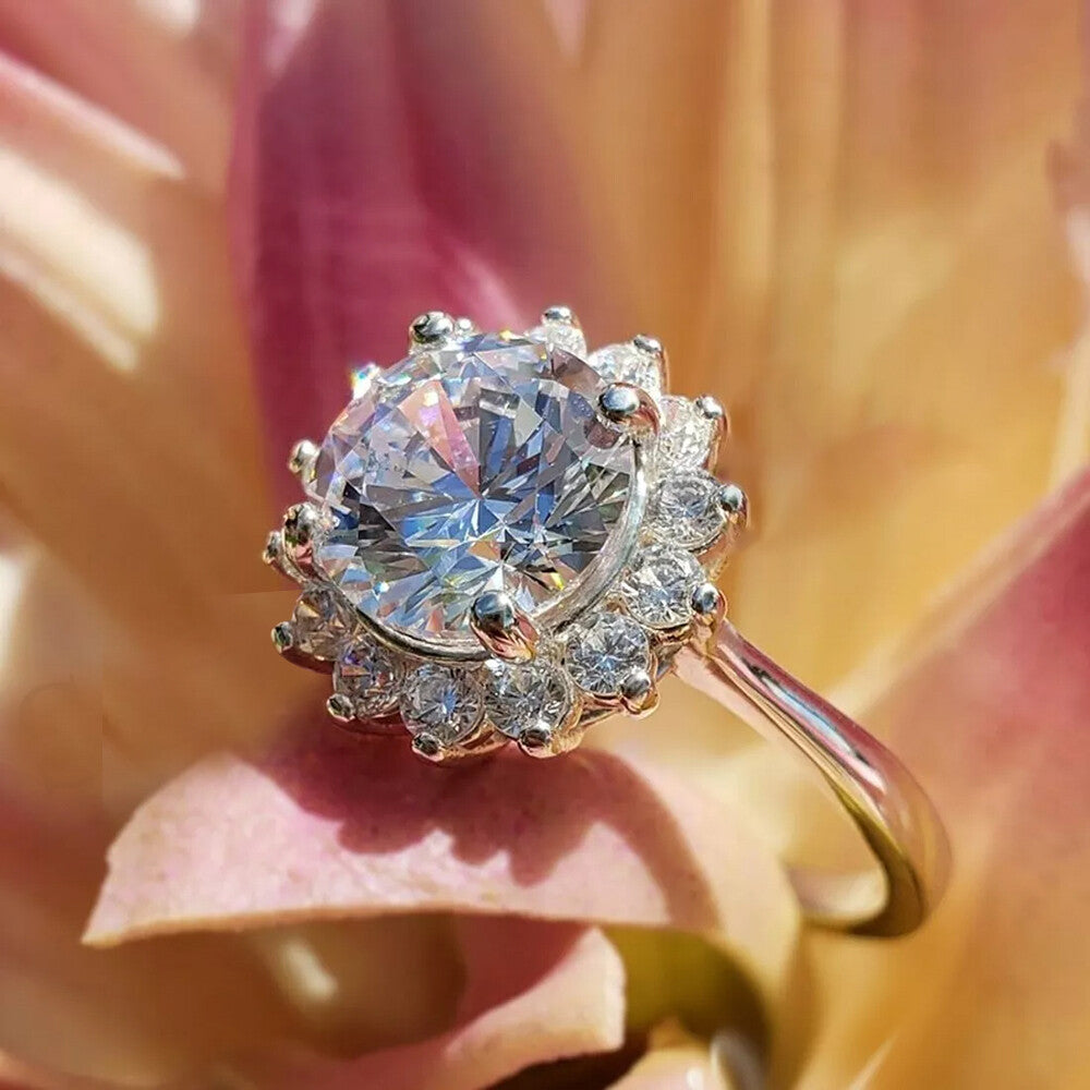 2.55 Ct Certified White Round Cut Certified Moissanite Solitaire Ring 18K Gold Plat 18K Gold Plated
