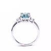 Certified 3.20 Ct Round Cut Blue Moissanite Engagement Ring In Gold Vermeil - View 3 - GEMHUB & CO.