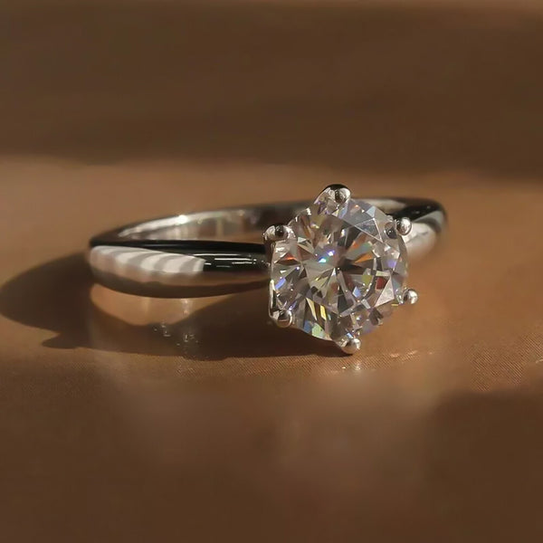 2.80 Ct Certified Round Cut White Moissanite Solitaire Ring 18K Gold Plated