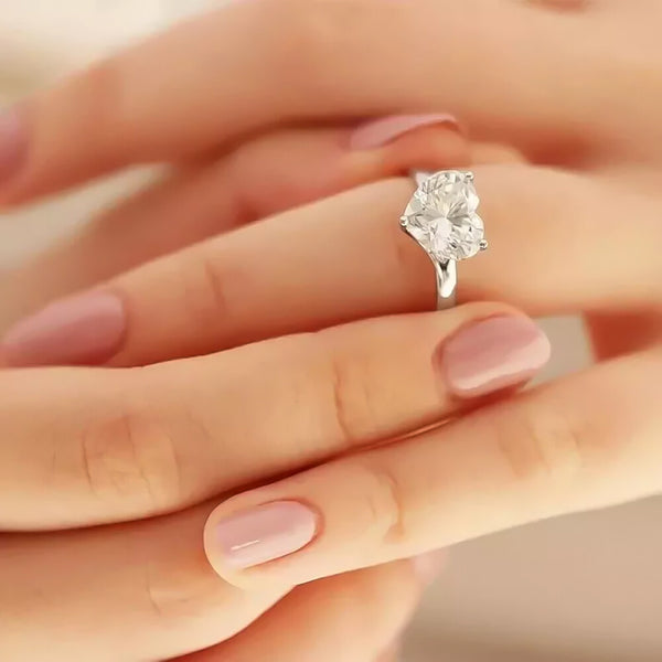 Certified 3.75 Ct Heart Cut White Moissanite Solitaire Ring In 18K Gold Plated Verm 18K Gold Plated