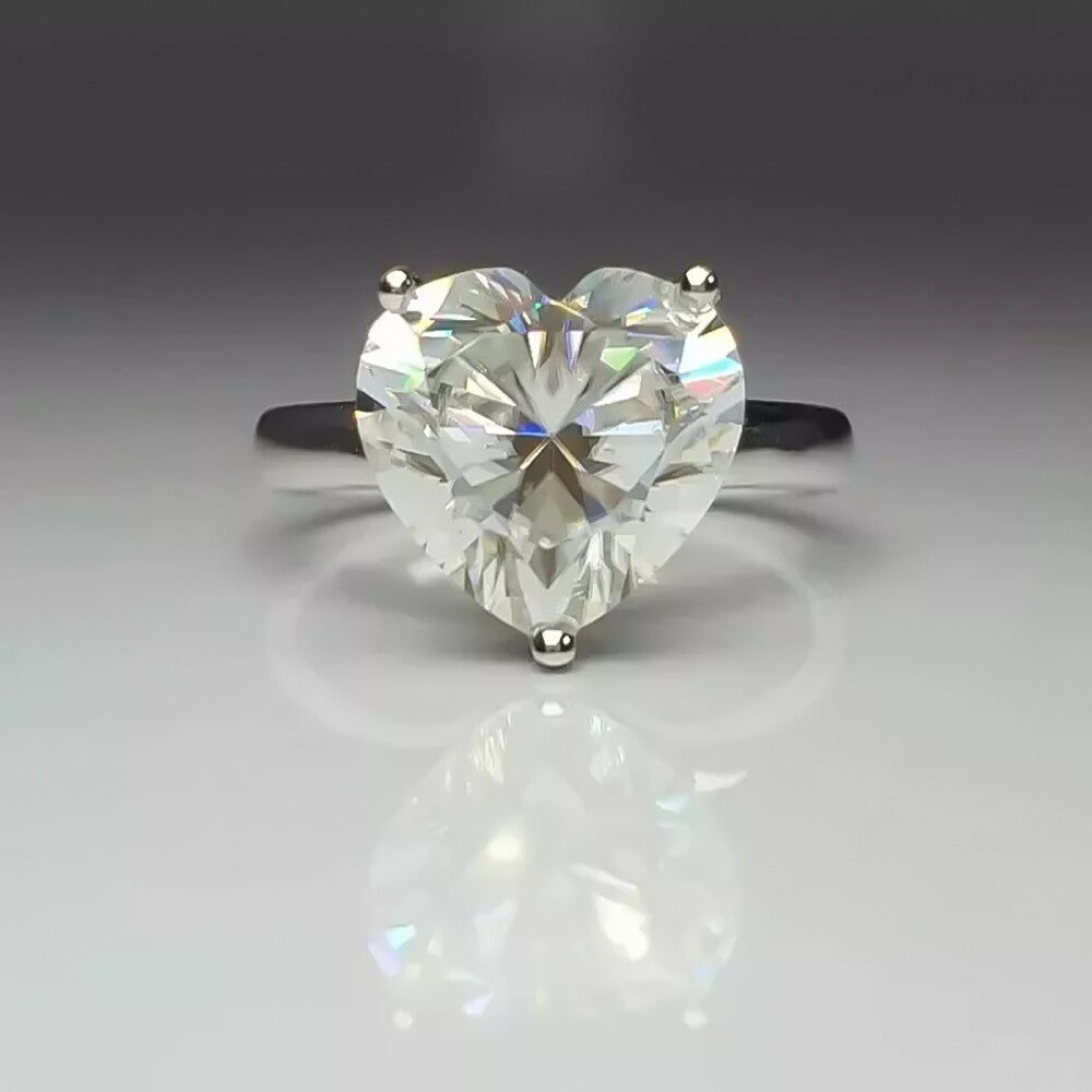 Certified 3.75 Ct Heart Cut White Moissanite Solitaire Ring In 18K Gold Plated Verm 18K Gold Plated