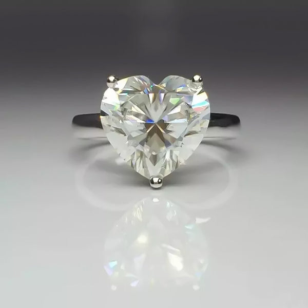 Certified 3.75 Ct Heart Cut White Moissanite Solitaire Ring In 18K Gold Plated Verm 18K Gold Plated