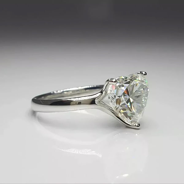 Certified 3.75 Ct Heart Cut White Moissanite Solitaire Ring In 18K Gold Plated Verm 18K Gold Plated