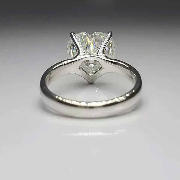 Certified 3.75 Ct Heart Cut White Moissanite Solitaire Ring In 18K Gold Plated Verm 18K Gold Plated