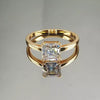 2.40 Ct Certified Asscher Cut Off White Moissanite Ring 18K Gold Plated