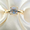 2.40 Ct Certified Asscher Cut Off White Moissanite Ring 18K Gold Plated
