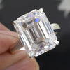 27.50 Ct Certified Emerald Cut White Moissanite Solitaire Ring in Gold Vermeil - View 4 - GEMHUB & CO.
