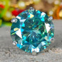 17.2 Ct Certified Round Cut Blue Moissanite Gold Vermeil Solitaire Ring