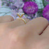 Certified 3.40 Ct Pear Cut White Moissanite Solitaire Statement Ring 18K Gold Plate 18K Gold Plated