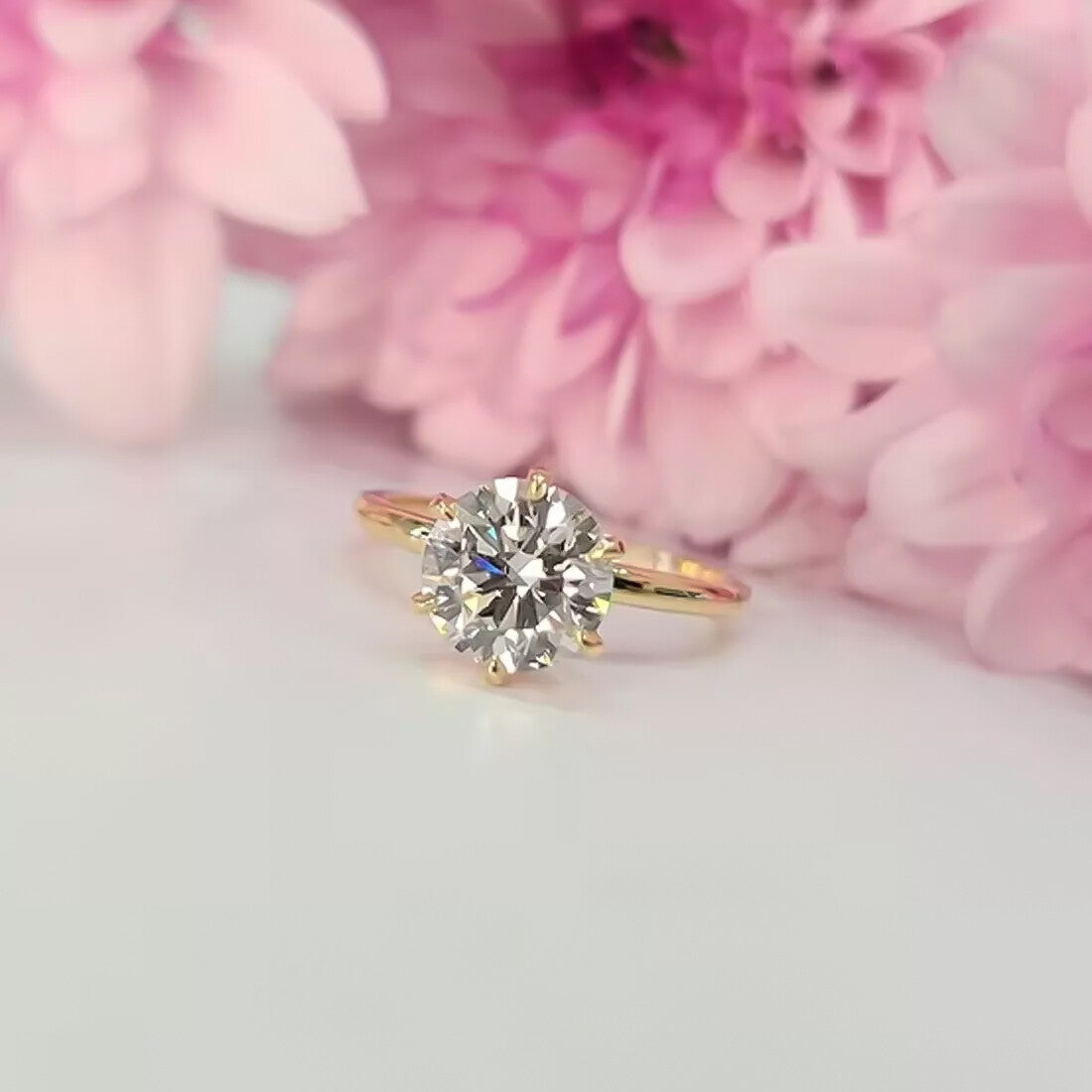 Certified 3.40 Ct Pear Cut White Moissanite Solitaire Statement Ring 18K Gold Plate 18K Gold Plated