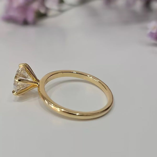 Certified 3.40 Ct Pear Cut White Moissanite Solitaire Statement Ring 18K Gold Plate 18K Gold Plated