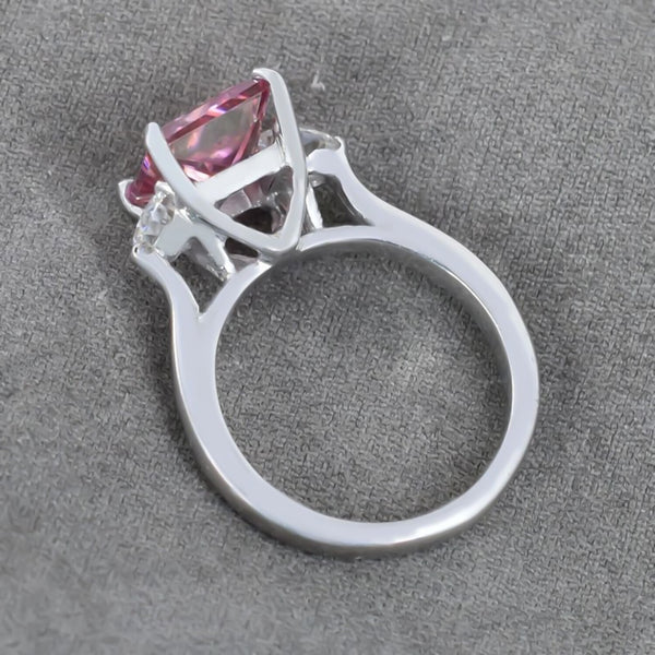 Certified 3.20ct Natural VS1 Princess Moissanite Ring Gift For Wife 18K Gold Plated