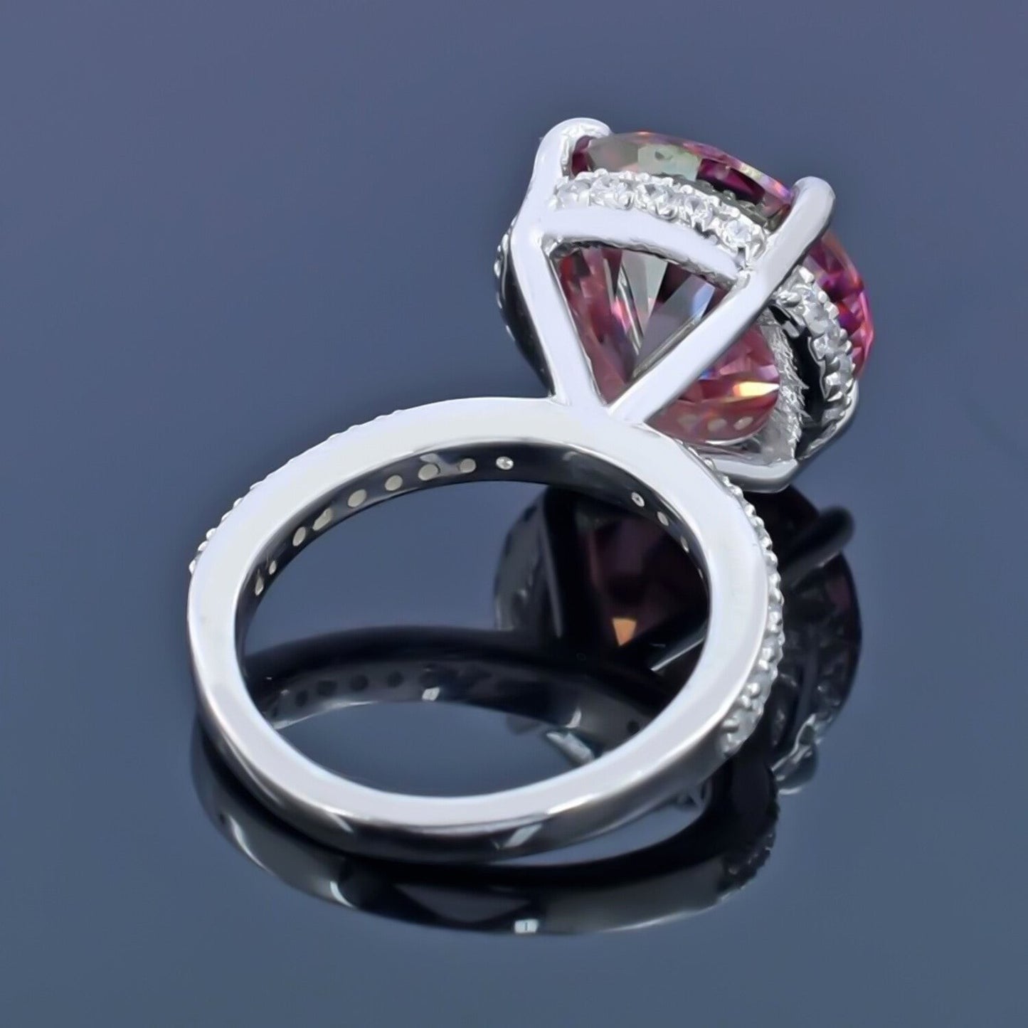Certified 4ct Natural VVS1 Pink Moissanite Ring For Anniversary Gift 18K Gold Plate 18K Gold Plated