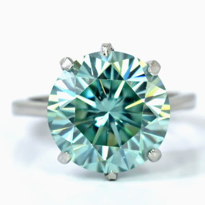 Certified 5.5ct VS1 Blue Moissanite Ring for Anniversary Gift in 18K Gold Plated