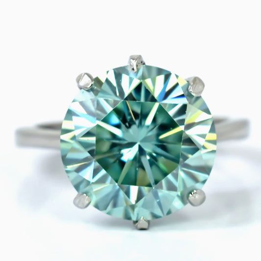 Certified 5.5ct Natural VS1 Blue Moissanite Ring for Anniversary Gift in 18K Gold P 18K Gold Plated