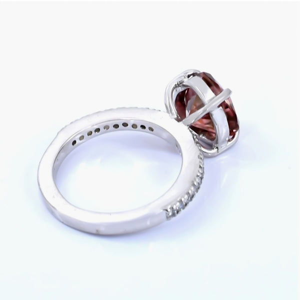 Certified 4ct Natural VVS1 Trillion Cut Pink Moissanite Ring For Gift in 18K Gold P 18K Gold Plated